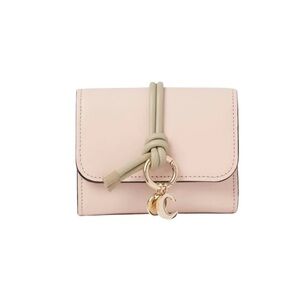 NWT CHLOE SMALL ALPHABET TRI-FOLD IN GRAINED LEATHER WALLET IN CEMENT PINK